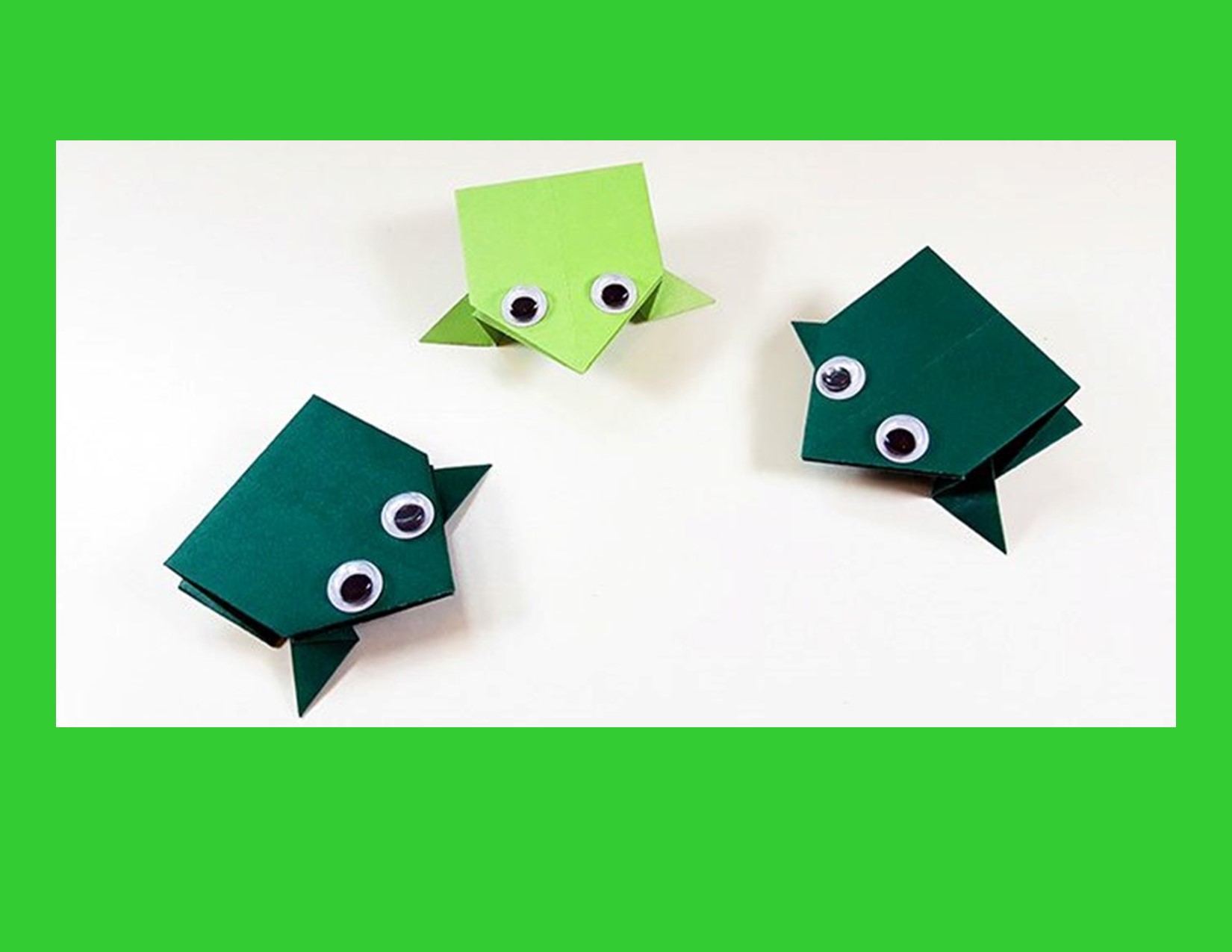 origami frogs made from green paper