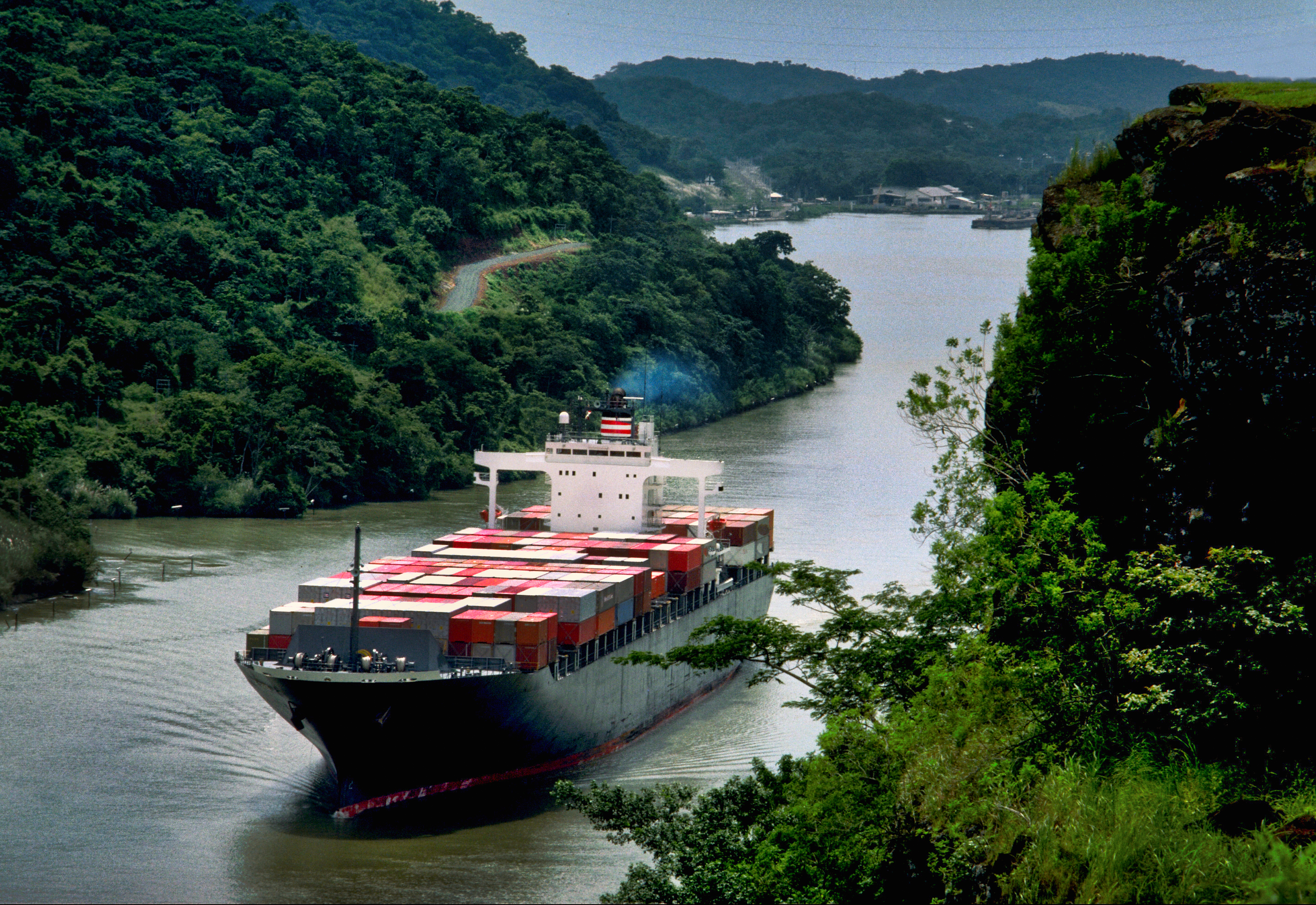 Ship traversing the Panama Canal