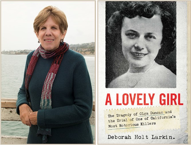 Photo of a woman (author Deborah Holt Larkin) and cover of "A Lovely Girl"