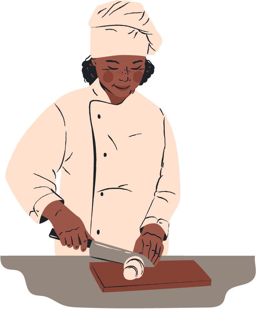 Chef cutting food with a knife
