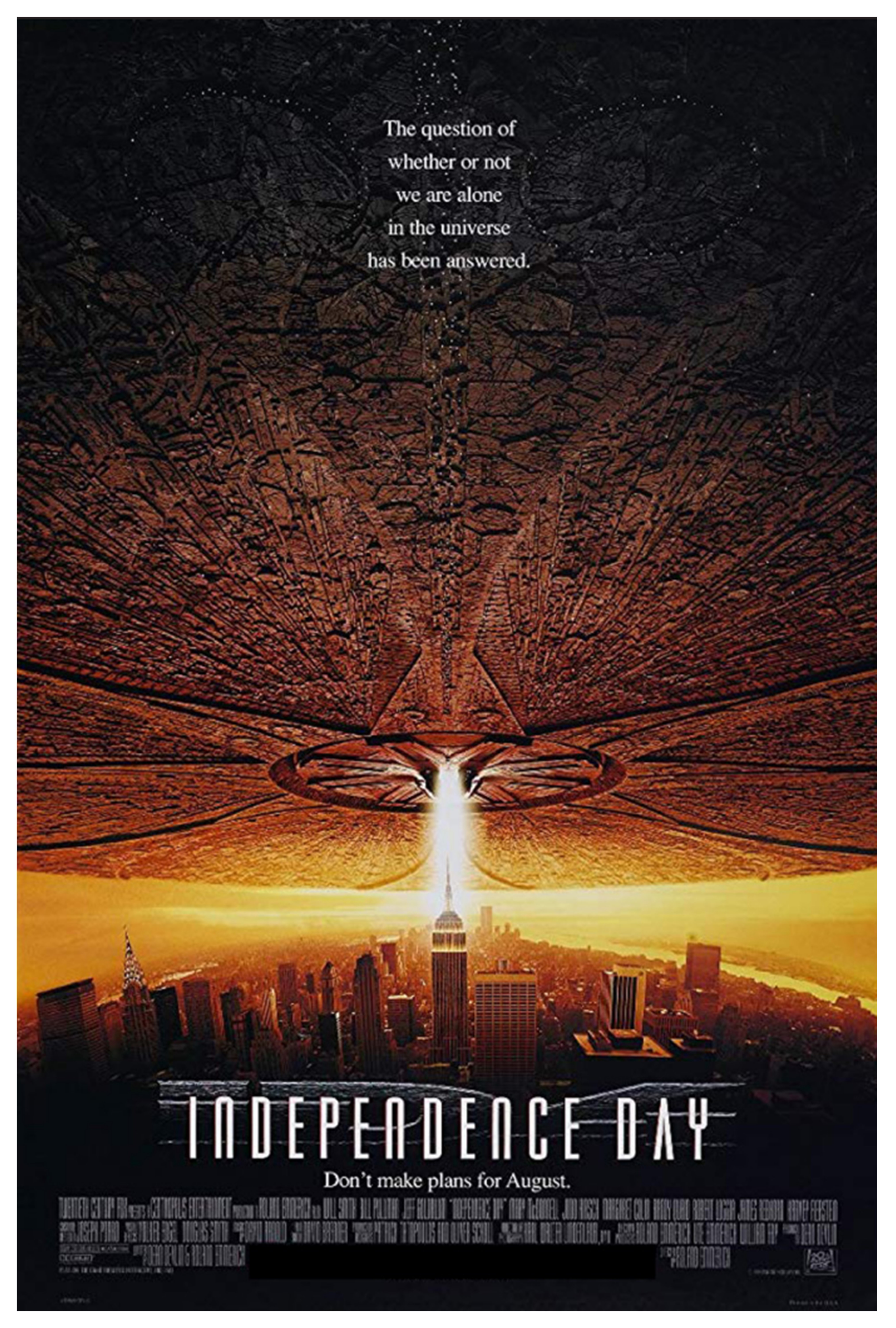Film poster showing massive spaceship firing a large weapon at the Empire State Building.