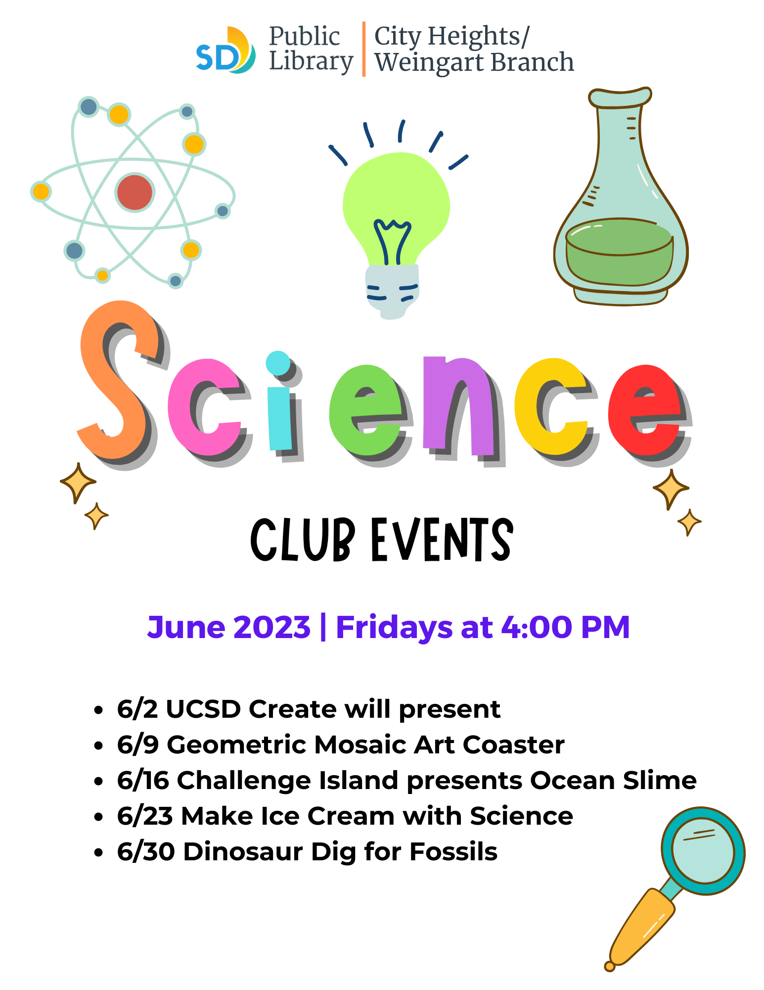 June 2023 Science Club Flyer