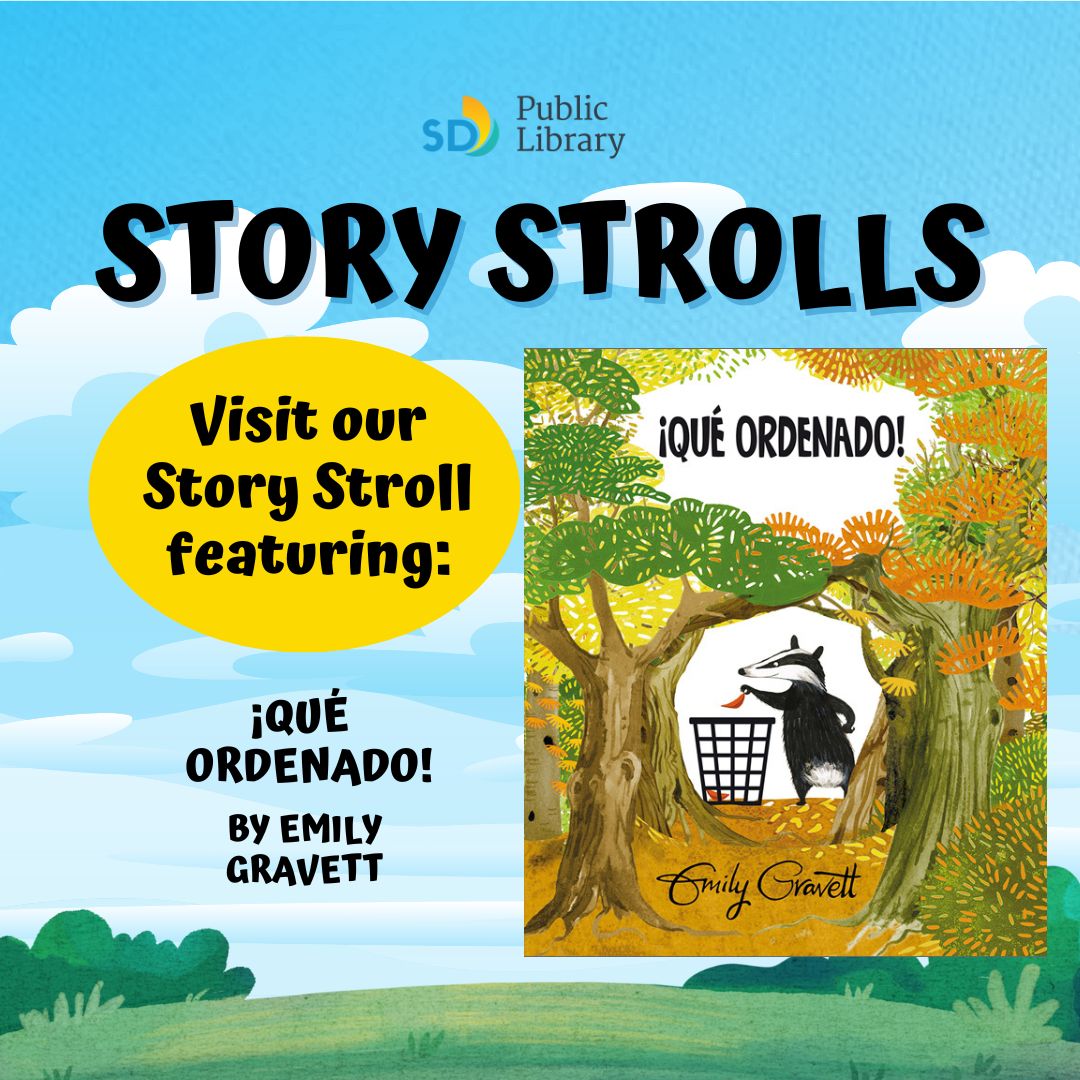 Cover of the book Tidy.  surrounded by blue sky background and the words "Visit Our Story Stroll"
