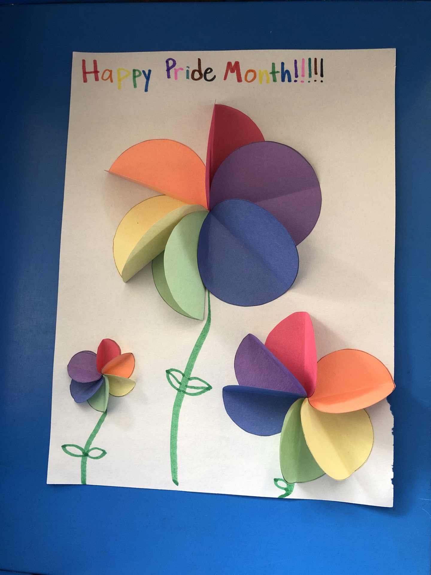 Example of paper rainbow flower craft