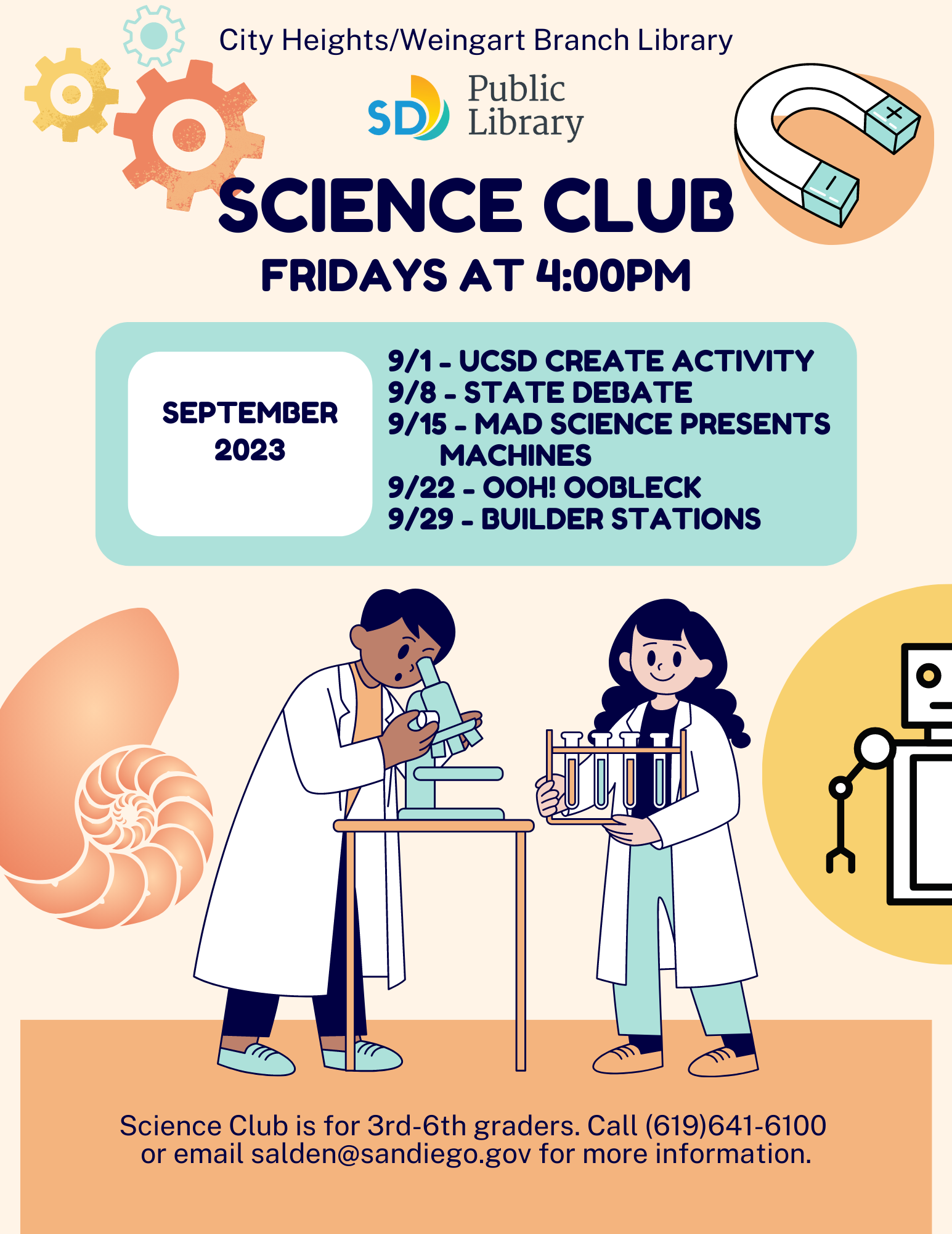 September 2023 Science Club Flyer