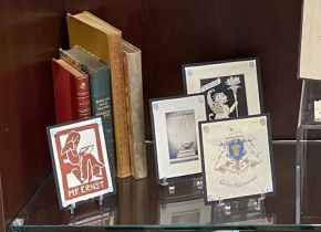 Picture of a display of books and bookplates.