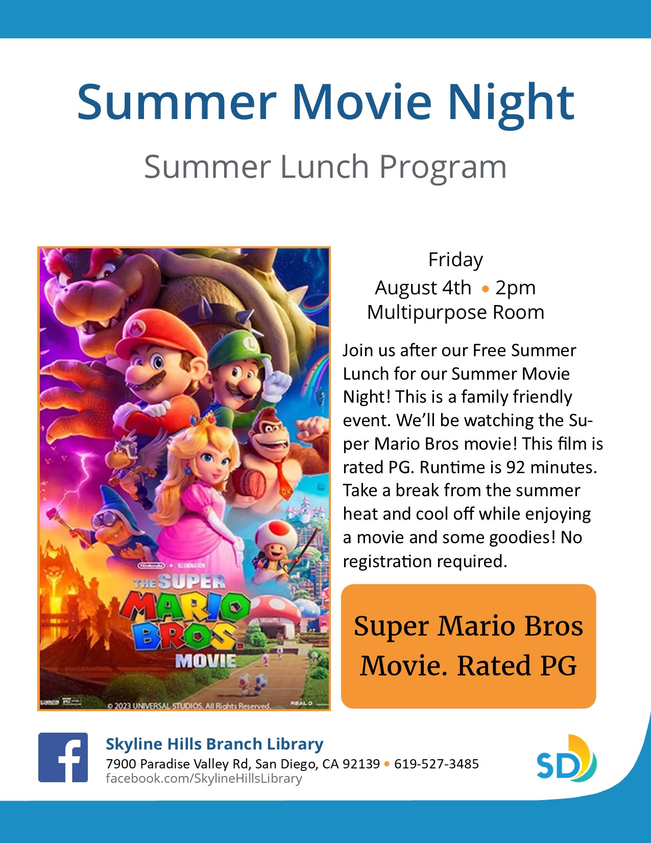 Summer Movie Night Super Mario Bros 