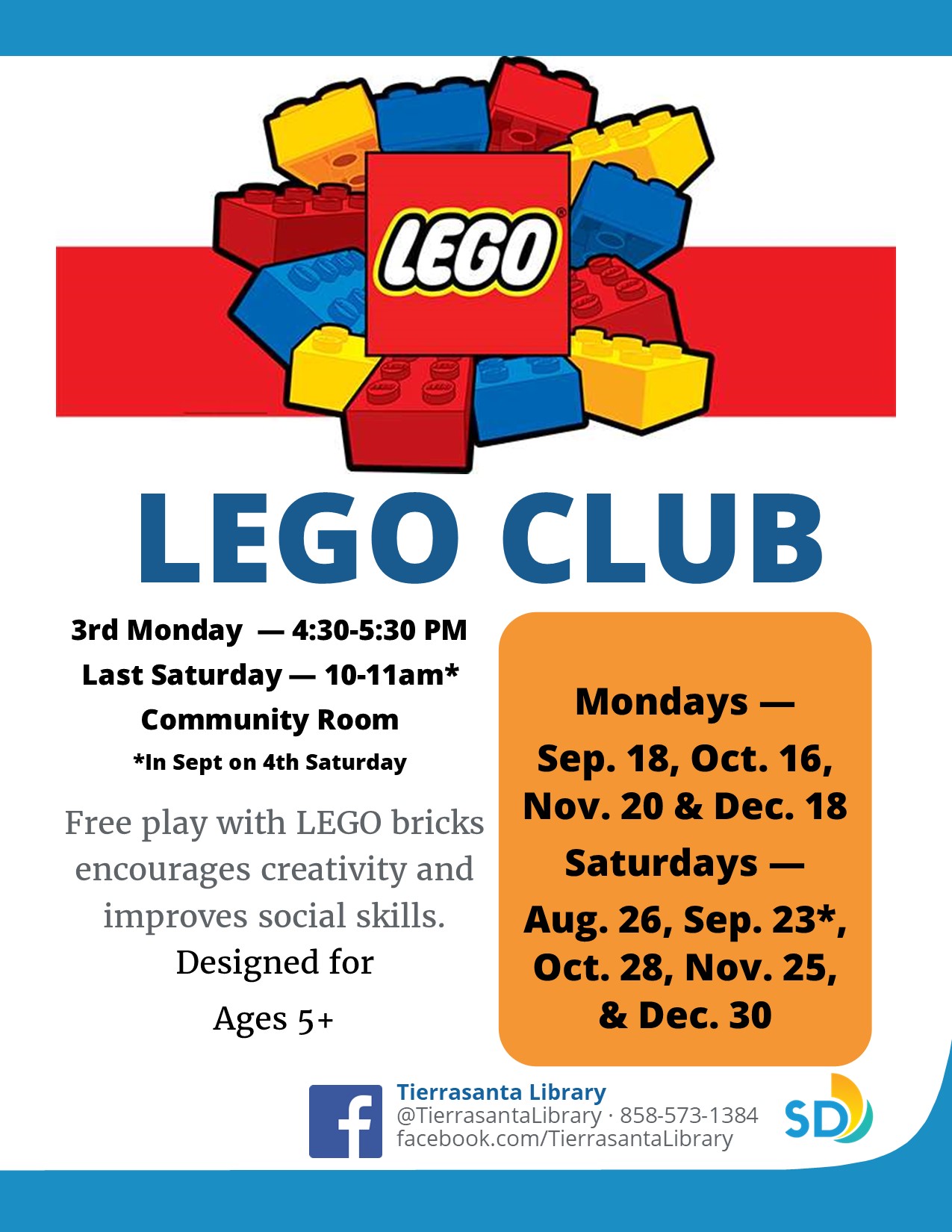 Flyer with colorful cartoon Legos