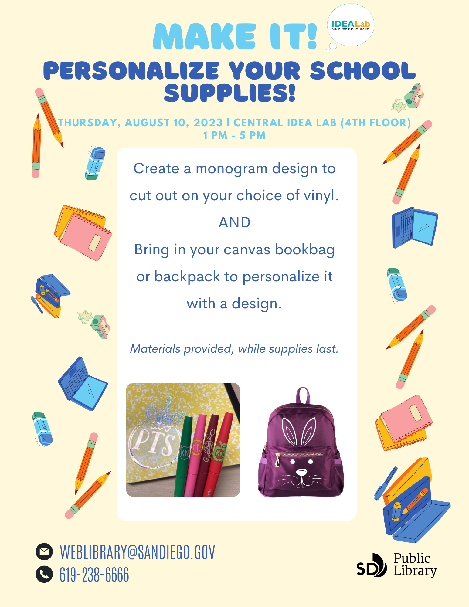 Personalize your school supplies using die-cut and dye sublimated vinyl