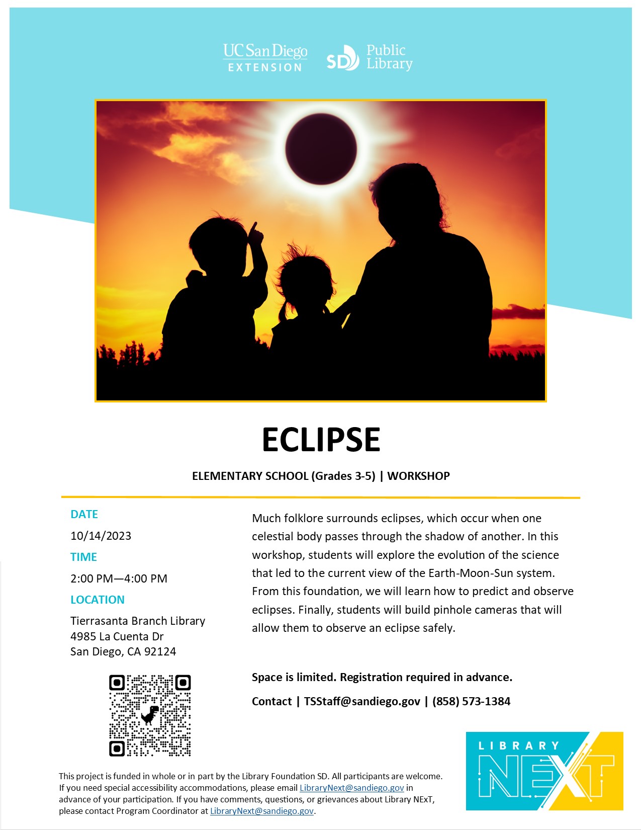 flyer with image of children playing during an annular solar eclipse