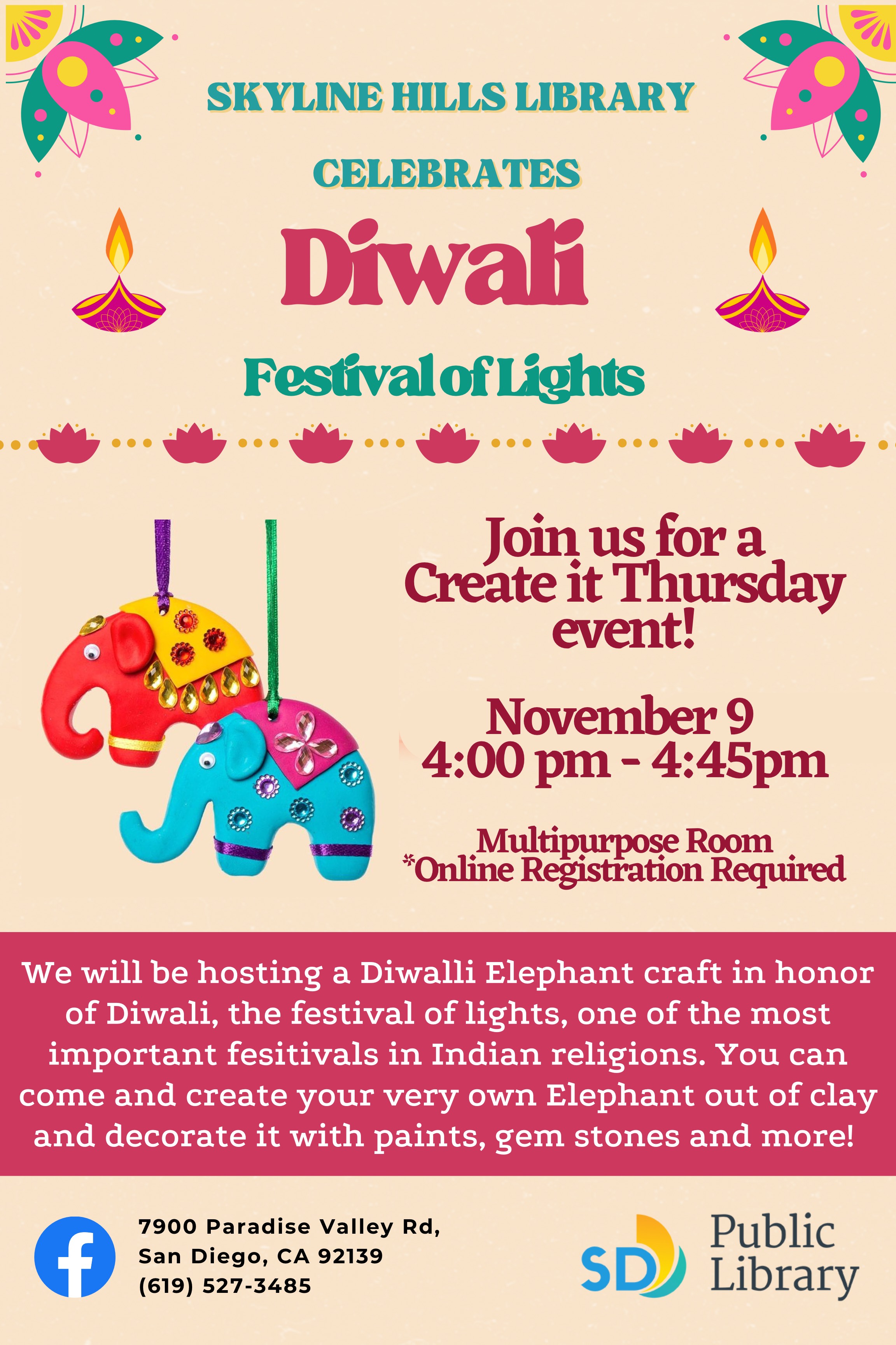 CreateIt Thursday Diwali Craft San Diego Public Library