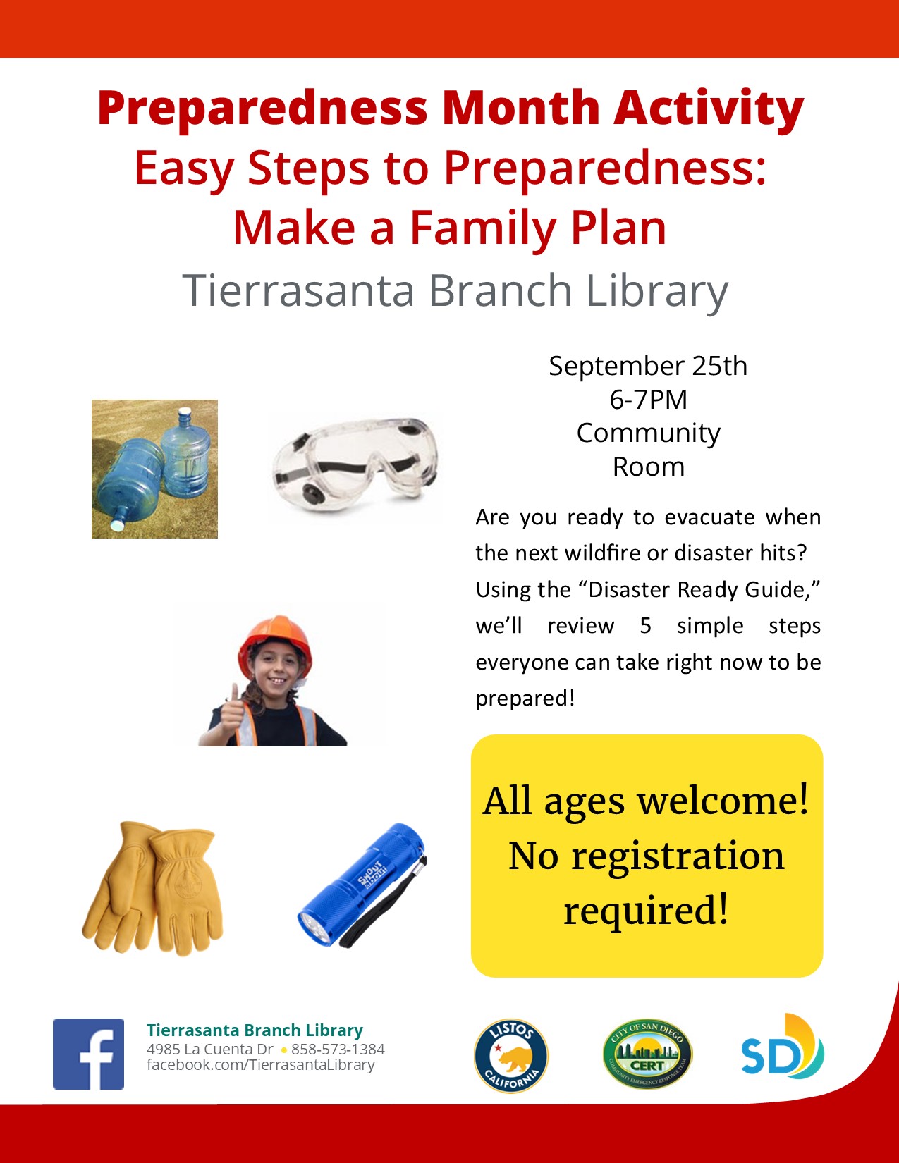 flyer with images of gloves, goggles and a flashlight