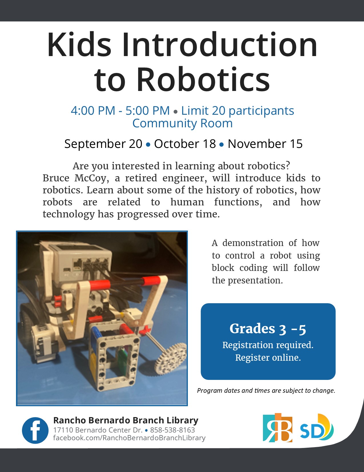Fall 2023 Kids Intro to Robotics