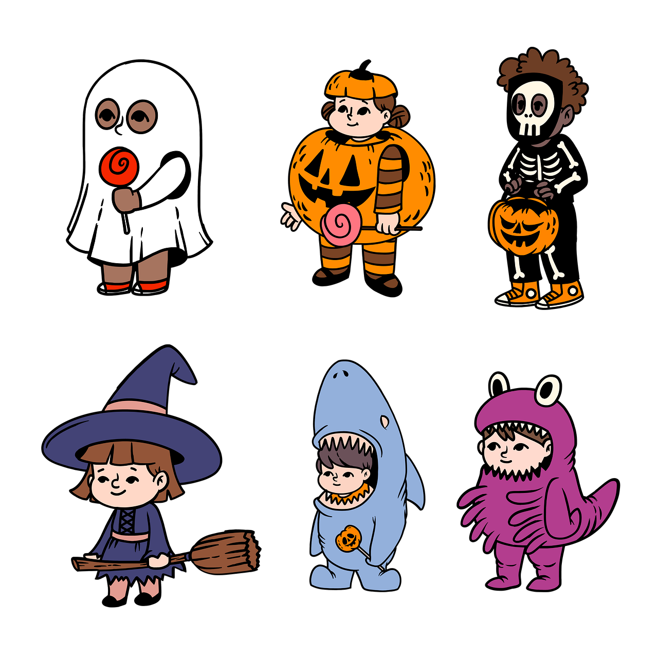 children in halloween costumes