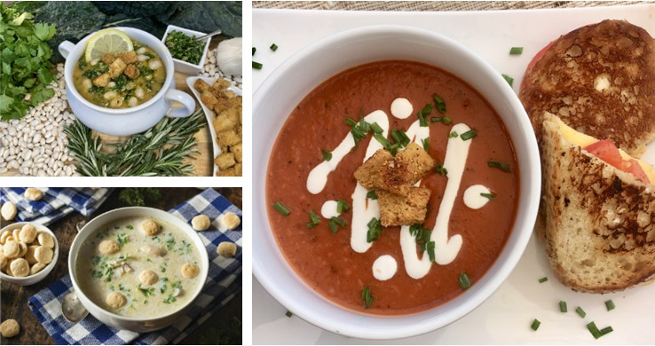 Photos of 3 vegan soups