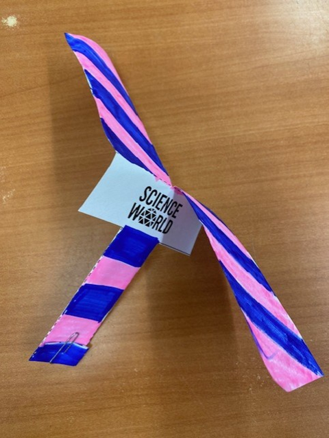 Striped paper helicopter