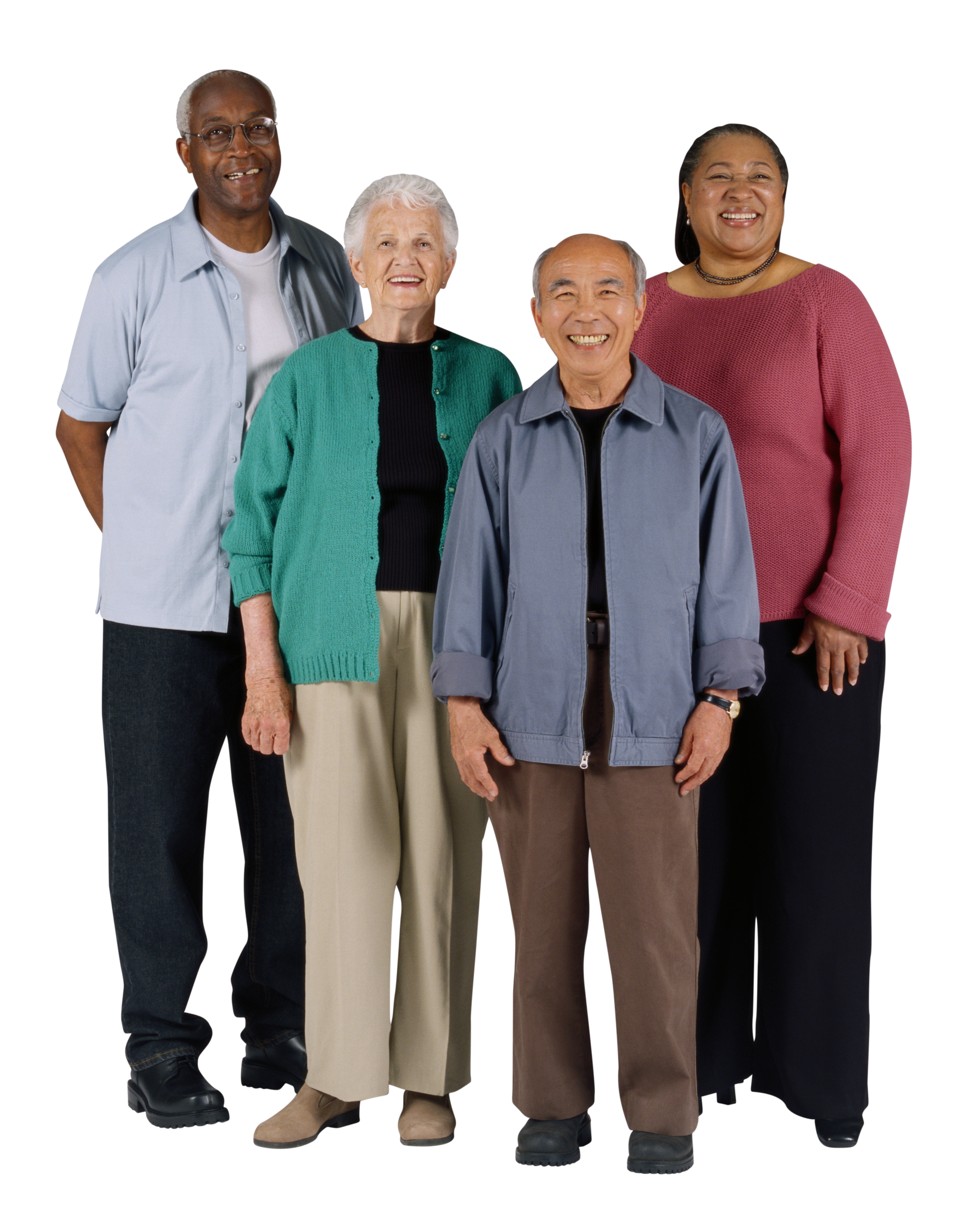 Four older adults standing together