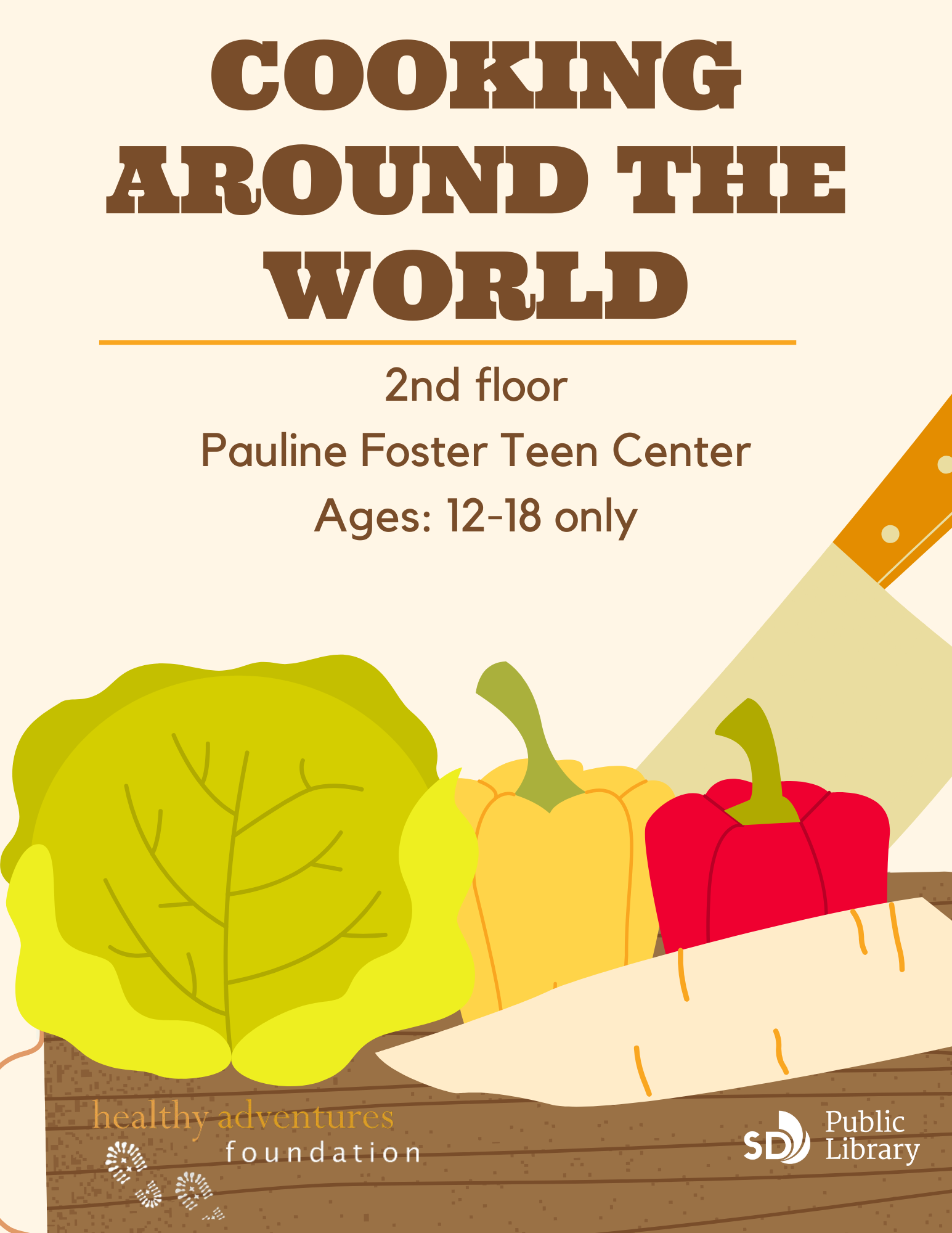Cooking Around the World. 2nd floor, Pauline Foster Teen Center, Ages 12-18