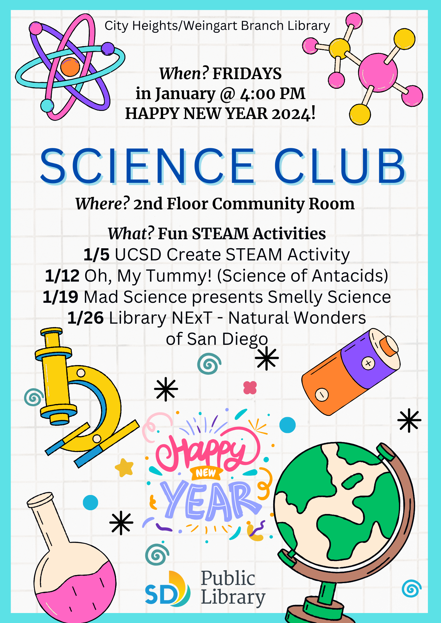 January 2024 Science Club Flyer