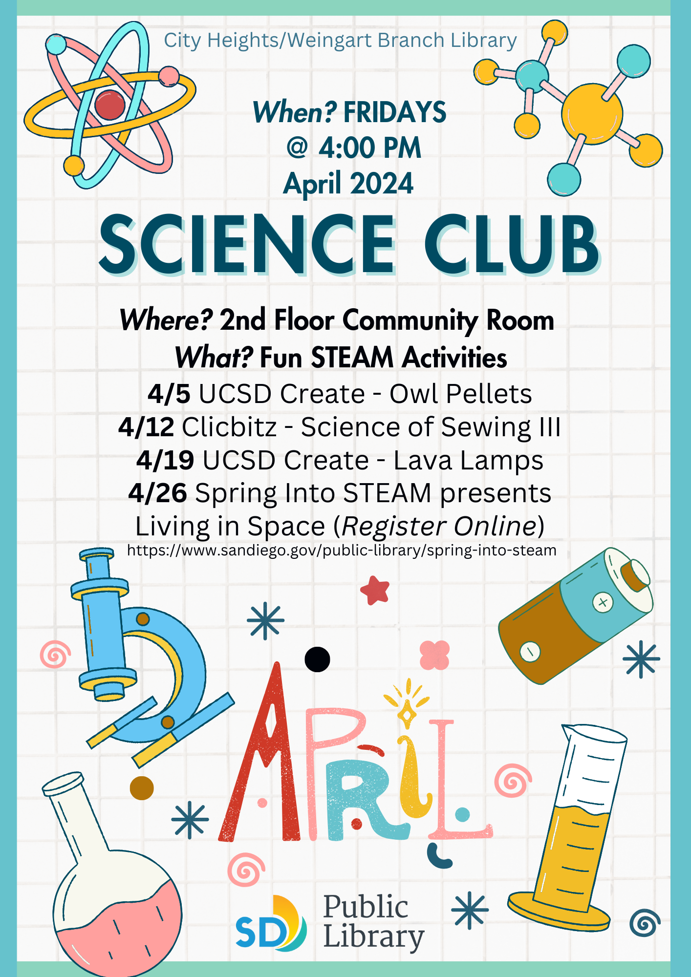 April 2024 Science Club Flyer