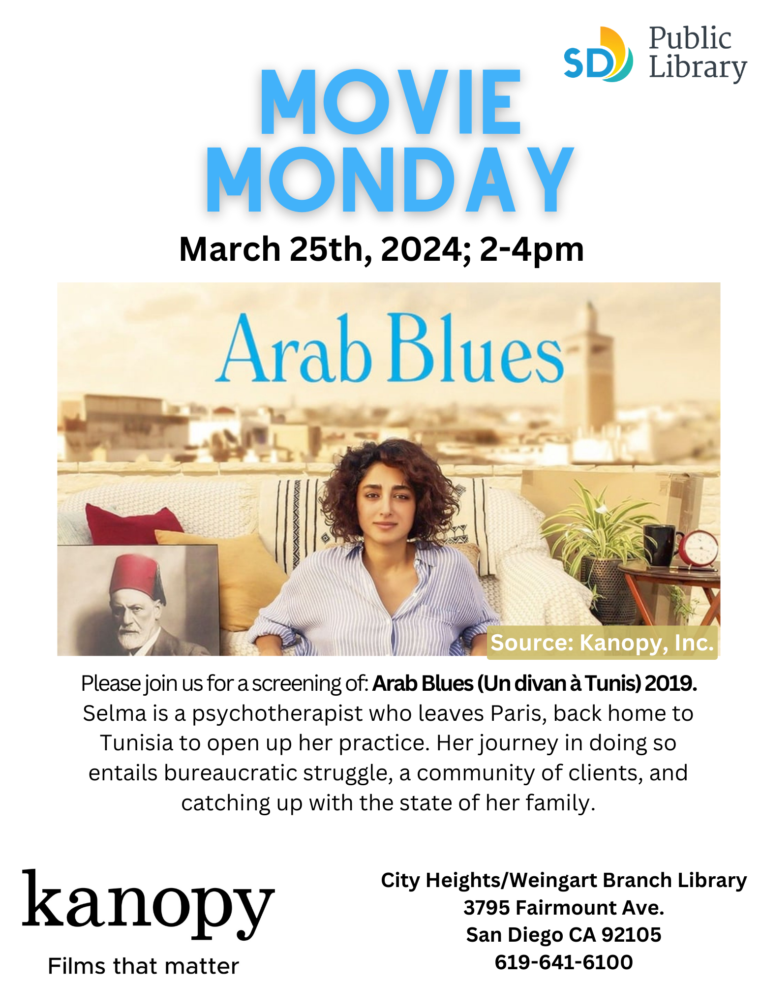 Arab Blues screening March 25th, 2-4pm. 