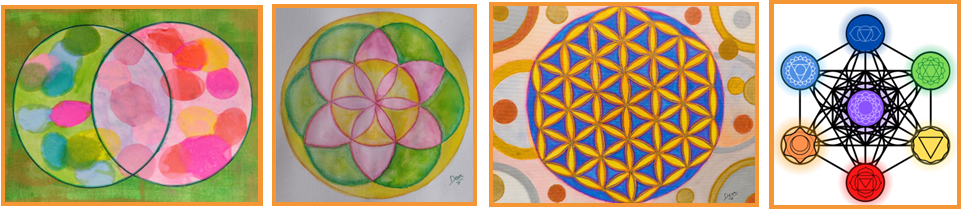 Images of the 4 types of Mandalas that will be created in the series of workshops