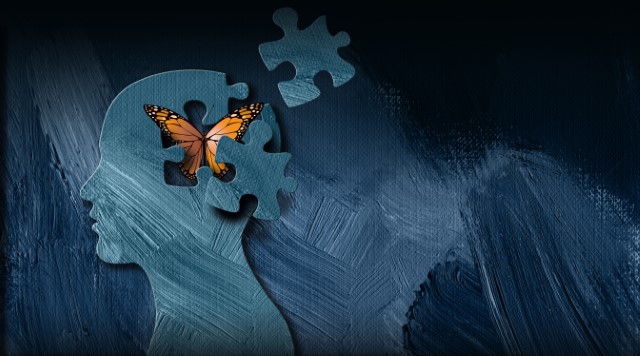 butterfly near brain