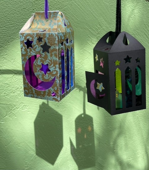 Hanging Lantern sample with cutout moons and stars