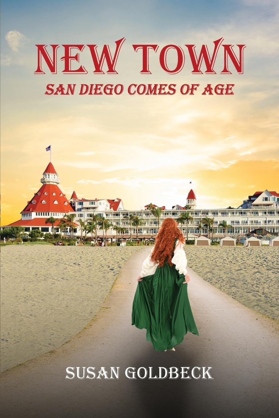Cover of novel showing woman in front of Hotel Del Coronado