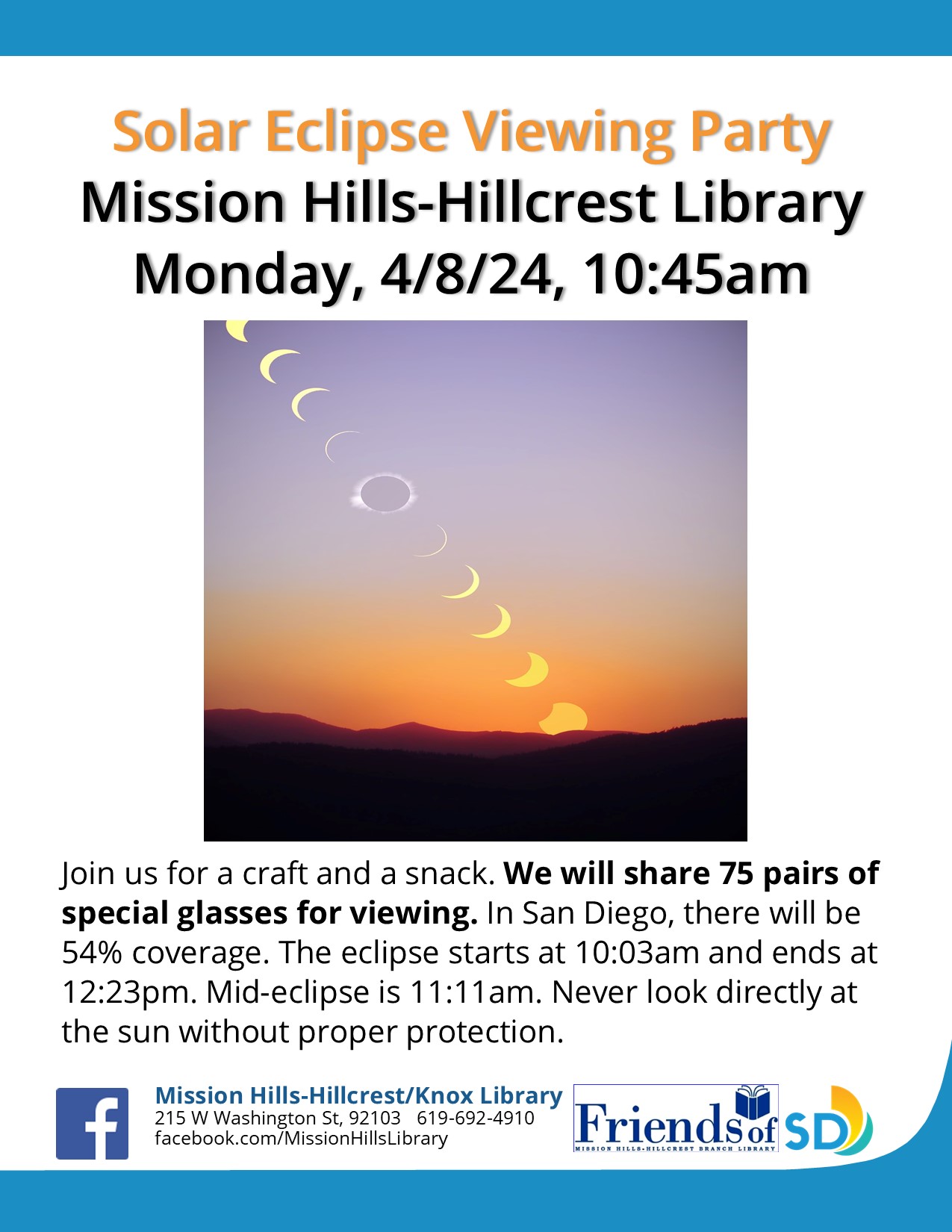 Flyer showing image of eclipse and description of event