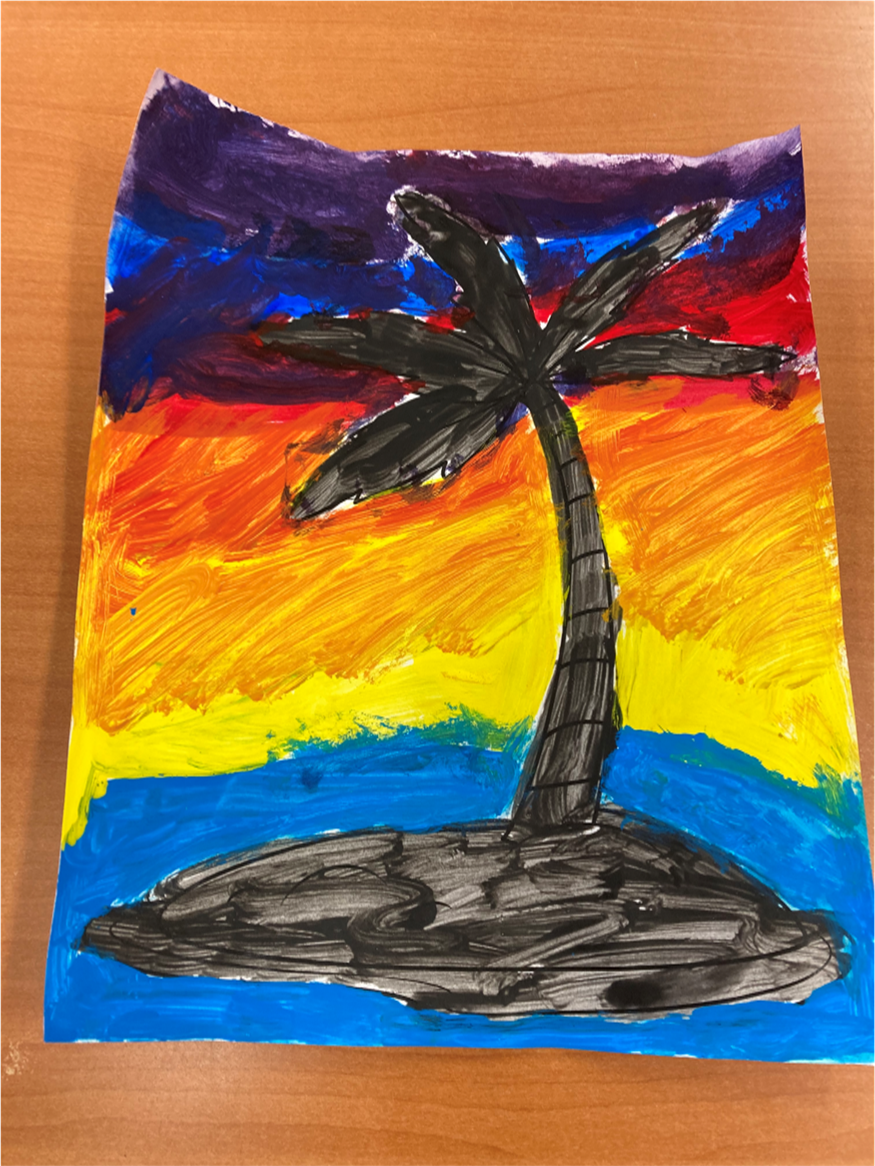 Sunset Palm Tree Paint Art