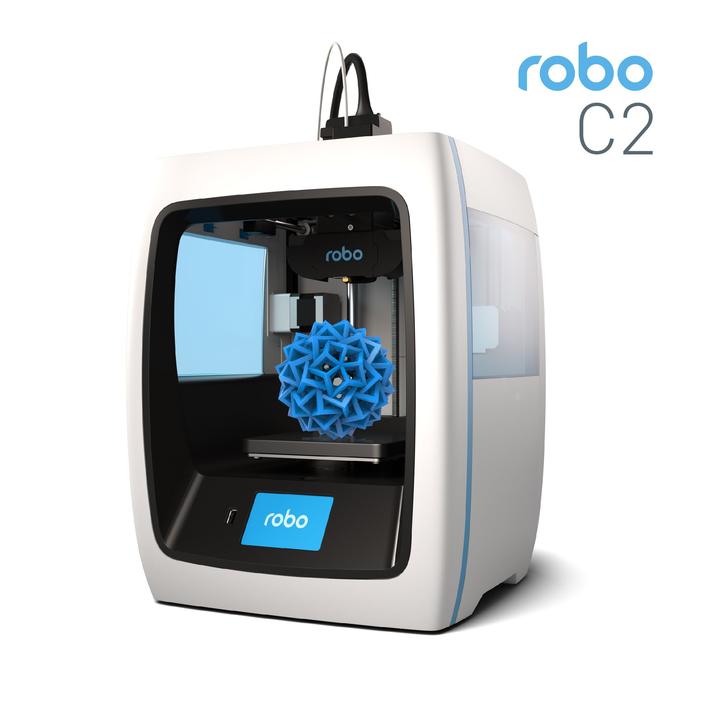 picture of a ROBO2 3D Printer, colors are white and black