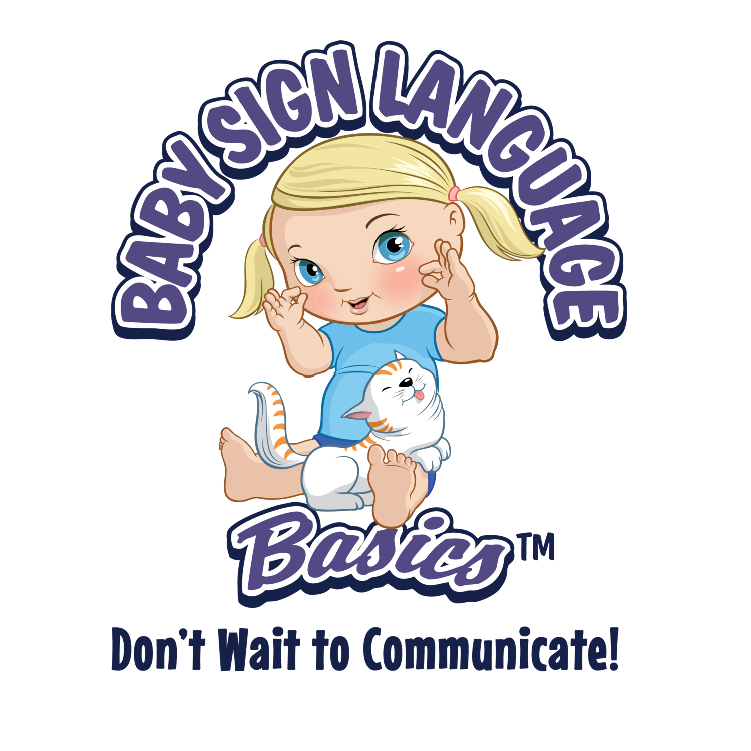 Child with blond hair using sign language