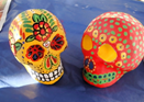 Decorated plaster Day of the Dead skulls.