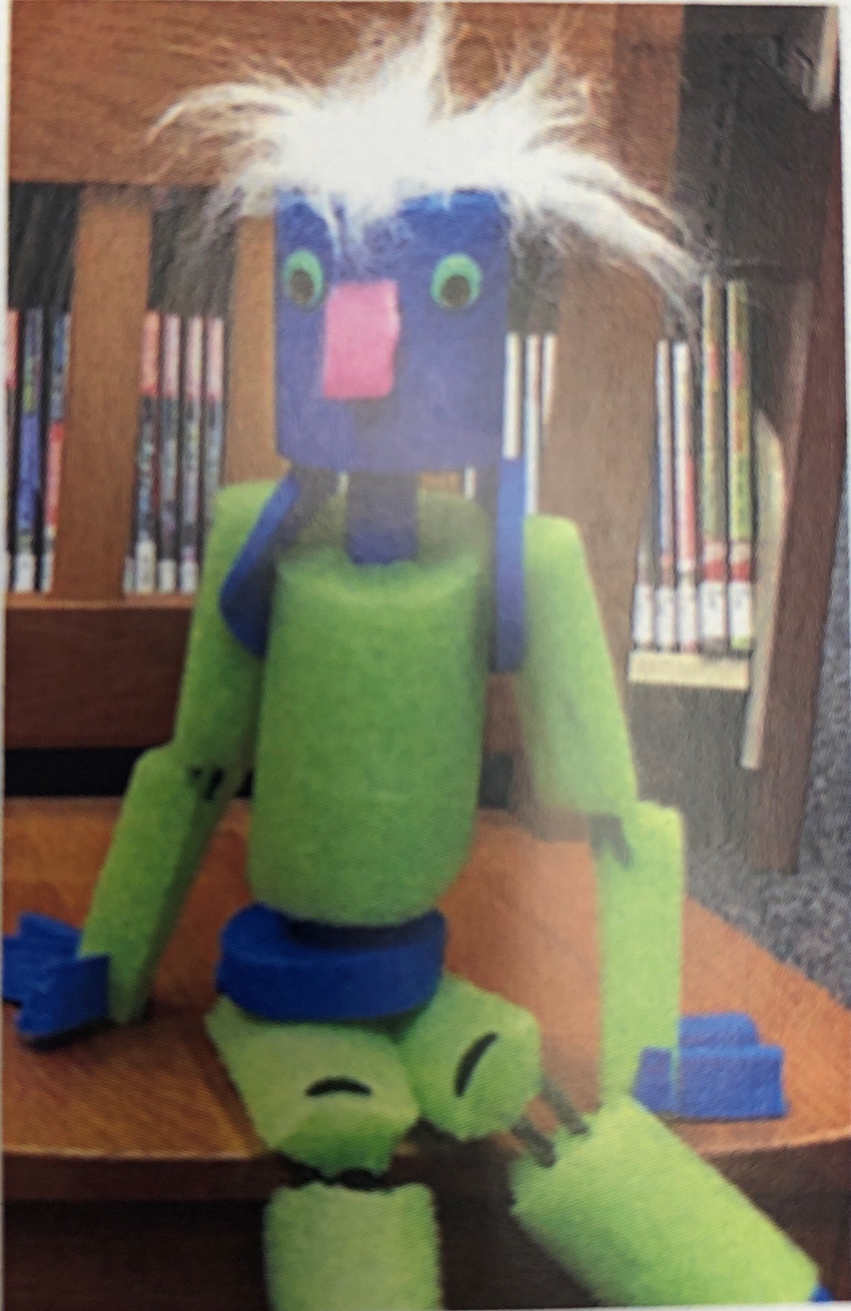 Pool Noodle Puppet made with green and purple pool noodles
