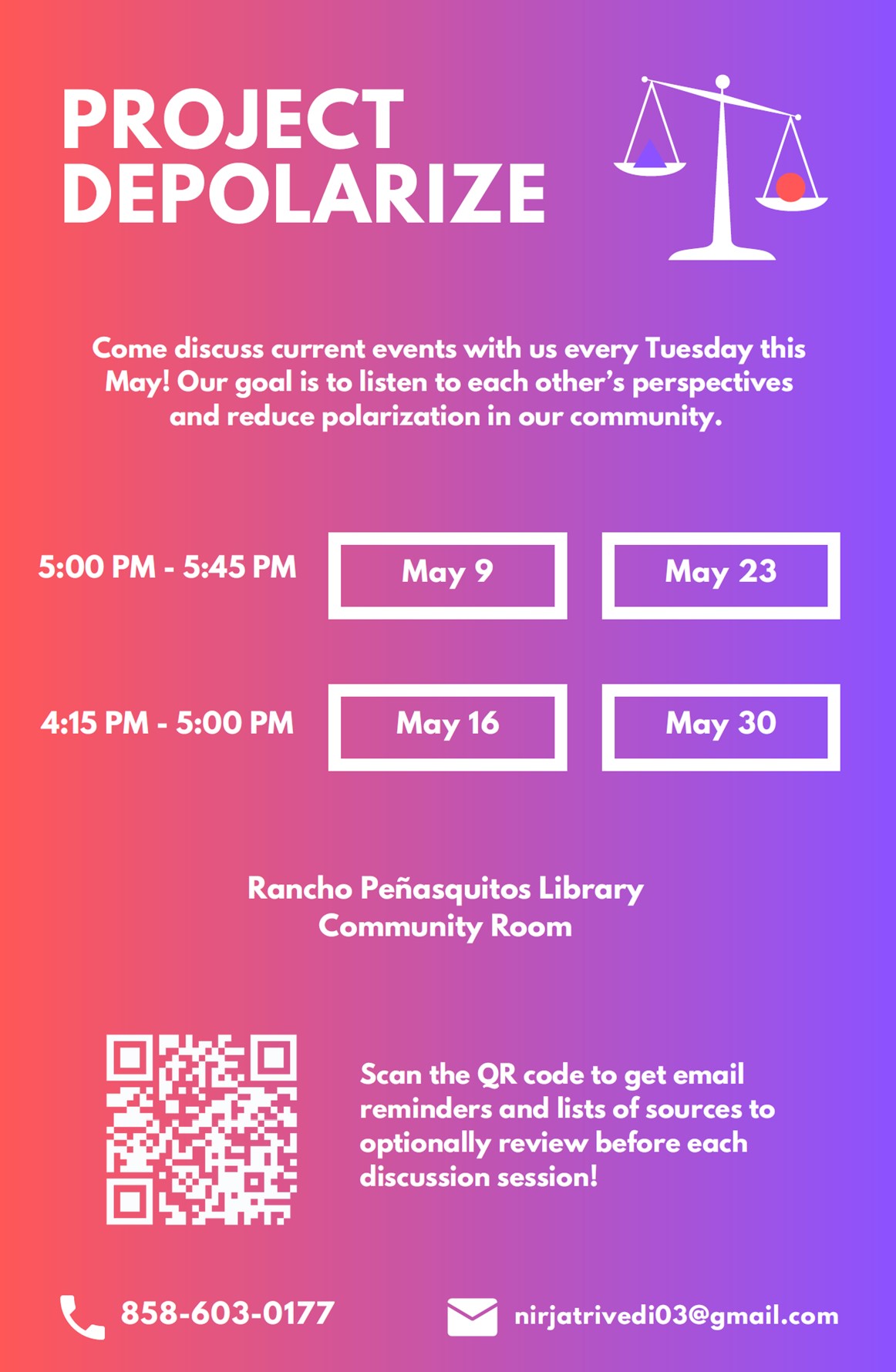 flyer describes program and dates on purple background