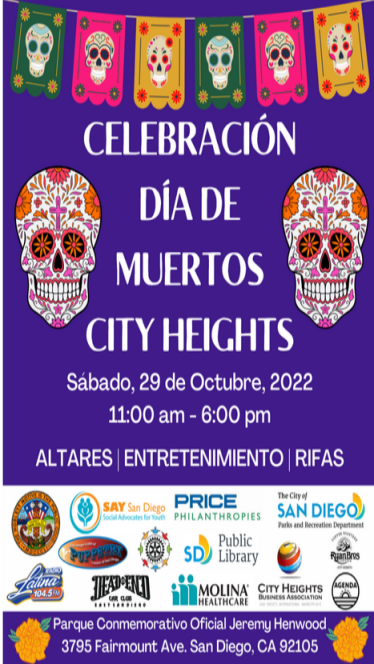 Dia de los Muertos flyer in Spanish