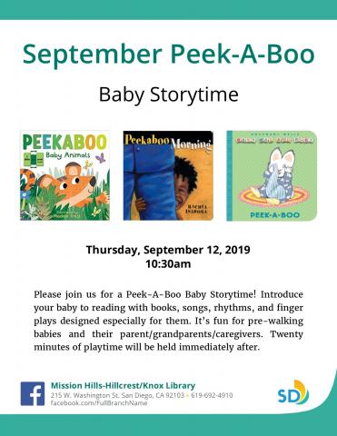 Peek A Boo Baby Storytime San Diego Public Library