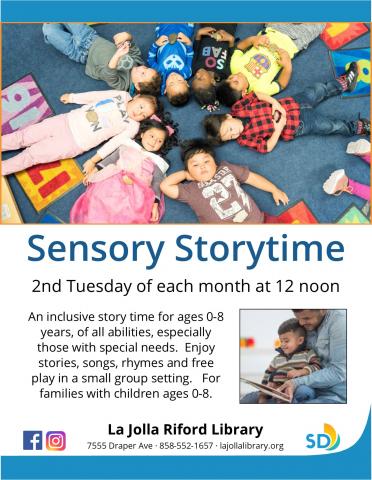 Sensory Storytime is held the second Tuesday of each month at 12 noon.