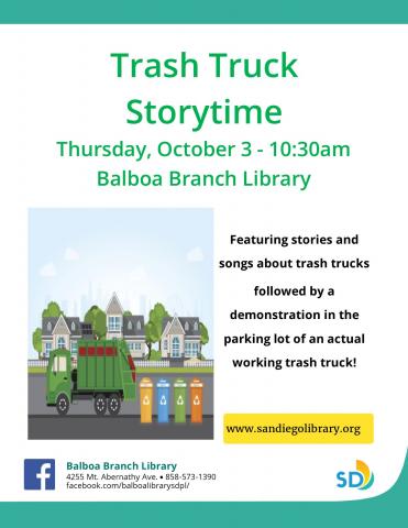 Trash Truck Storytime flyer