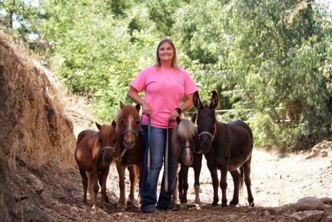 Melissa with miniature horses.