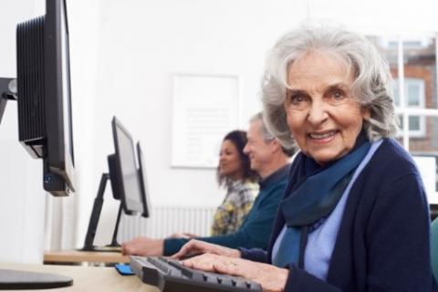 elderly lady on computer