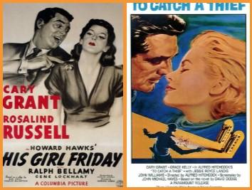 Posters for the movies "His Girl Friday" and "To Catch A Thief"