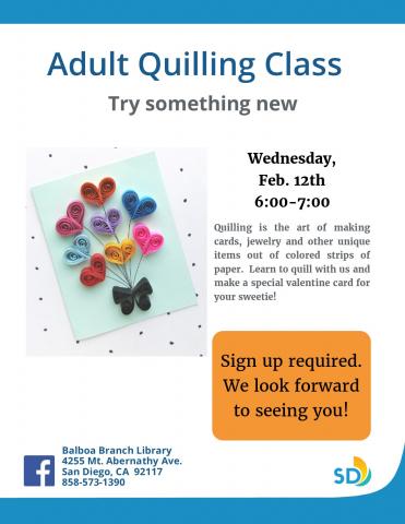 Flyer with picture of heart shaped quilling