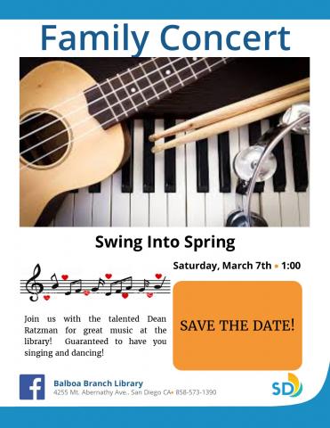 event flyer with images of various musical instruments