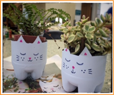 upcycled cat planters