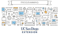 Student using keyboard for computer programming tools