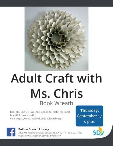 Flyer with picture of book wreath