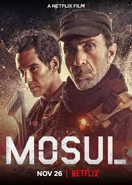 Poster for Mosul featuring the faces of hardened a SWAT team Leader and a young man