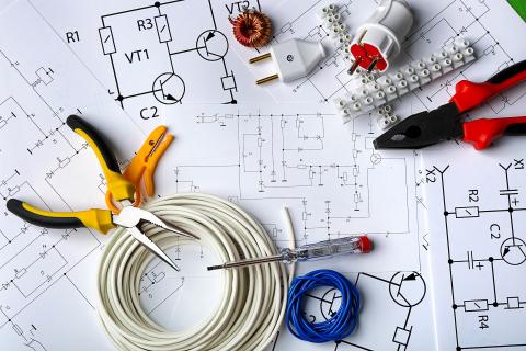 Electrical Supplies laid out on a desk